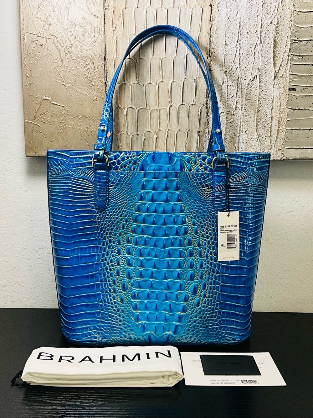 Brahmin Ezra ELECTRIC INDIGO MELBOURNE OMBRÉ Tote Shoulder Bag W/Eye - Picture 3 of 8